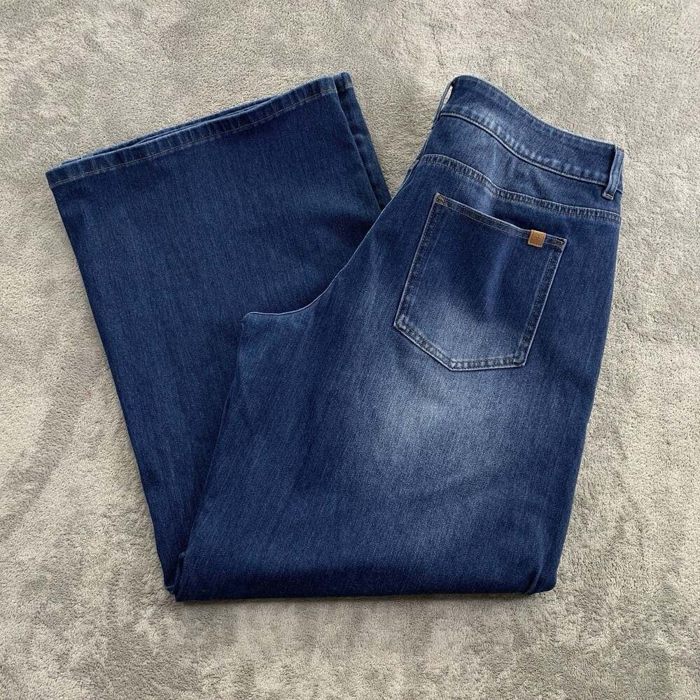 Halara Flex Baggy Wide Leg Jeans Womens XL Blue Denim Washed Pockets Casual